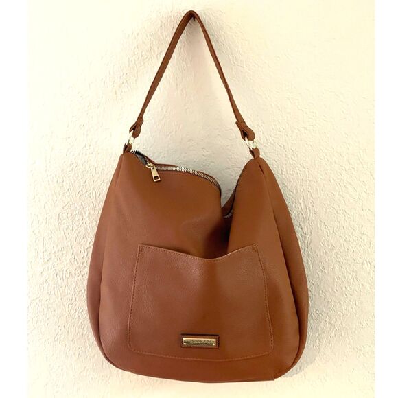 Vintage LONDON FOG New Old Stock NOS Brown Vegan Leather Hobo Shoulder Bag - Picture 1 of 13